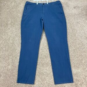 Bonobos Pants Mens 38x32 Blue Chino Slim Straight Flat Front Hidden Pockets